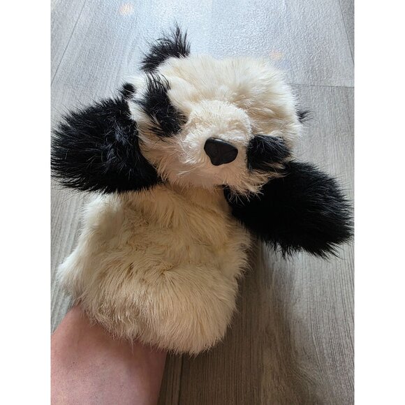 Vintage Panda Bear Plush Hand Puppet Red Velvet Lined - Picture 6 of 8